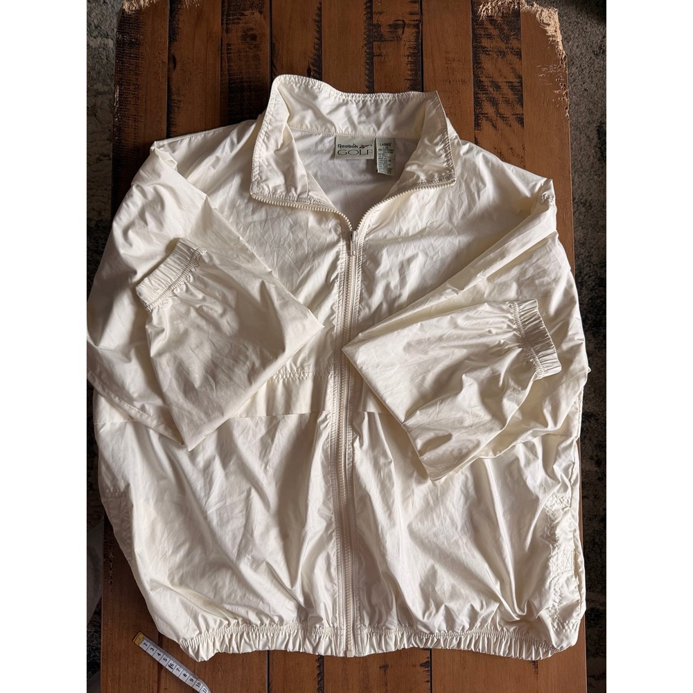 Vintage REEBOK GOLF ivory track jacket windbreaker women's lg zip pocket
